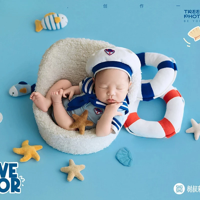 newborn-photography-props-baby-navy-sailors-outfits-theme-set-swimming-ring-starfish-decors-for-studio-photoshoot-accessories