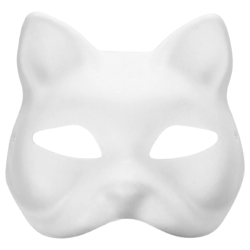 Paper Blank Mask Cat Fox Mask Half Face DIY Hand-painted Mask Cosplay props Anime Masquerade Halloween party decor