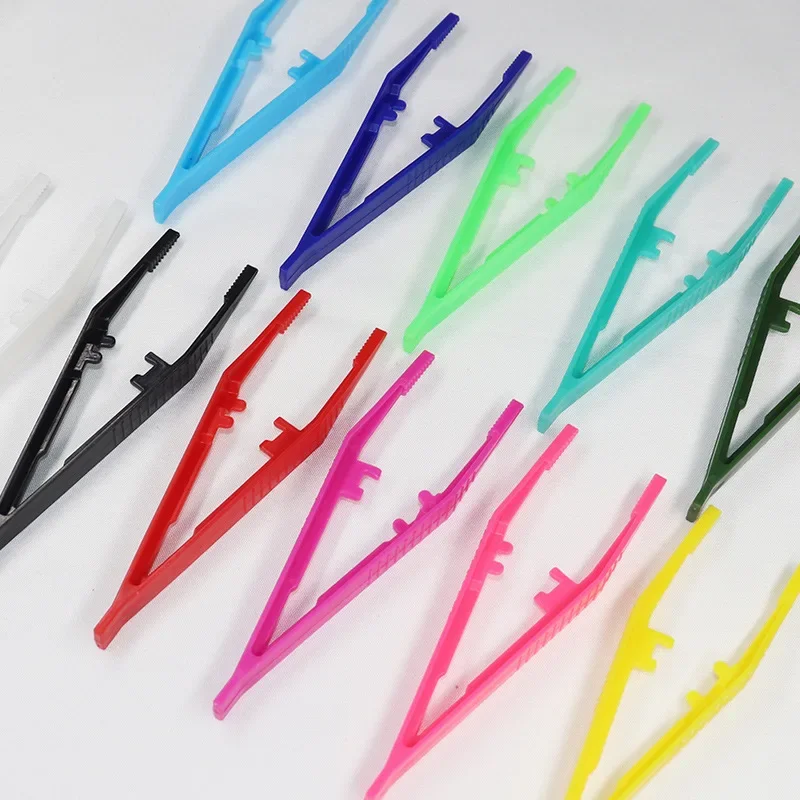 1/10 Piece Random Color Plastic Tweezers Medical Repair Small Disposable Tweezers Tools Tweezers Crafts Kids Toys Plastic Clips