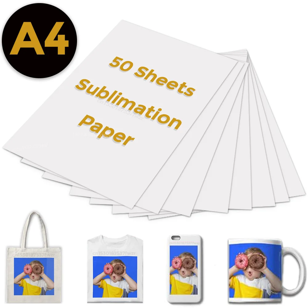 50 Sheets Sublimation Heat Transfer Paper A4 for Inkjet Printer IDY for Cotton T-shirt Bag Phone Case Mug Sublimation Products