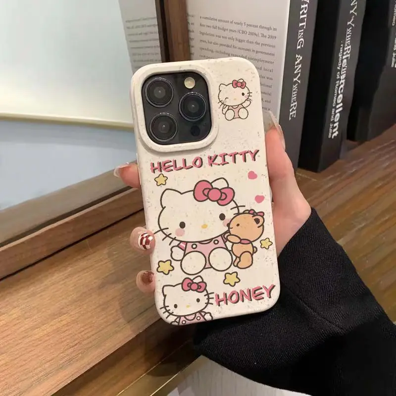 جراب هاتف Kawaii Hello Kitty ، غطاء واقي إبداعي للفتاة ، موضة أنيمي ، سانريو سينامورول ، 11 ، 12 ، 13 ، 14 ، 15 برو ماكس