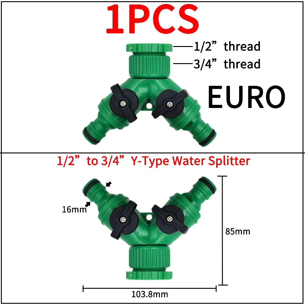 Garten-Wasserhahn-Adapter, Schnellanschlüsse, 1/2 Zoll, 3/4 Zoll, Tropfbewässerung, Wasserverteiler, Innengewinde, Außennippelverbindung, 1/4 Zoll Schlauch – Detail 18