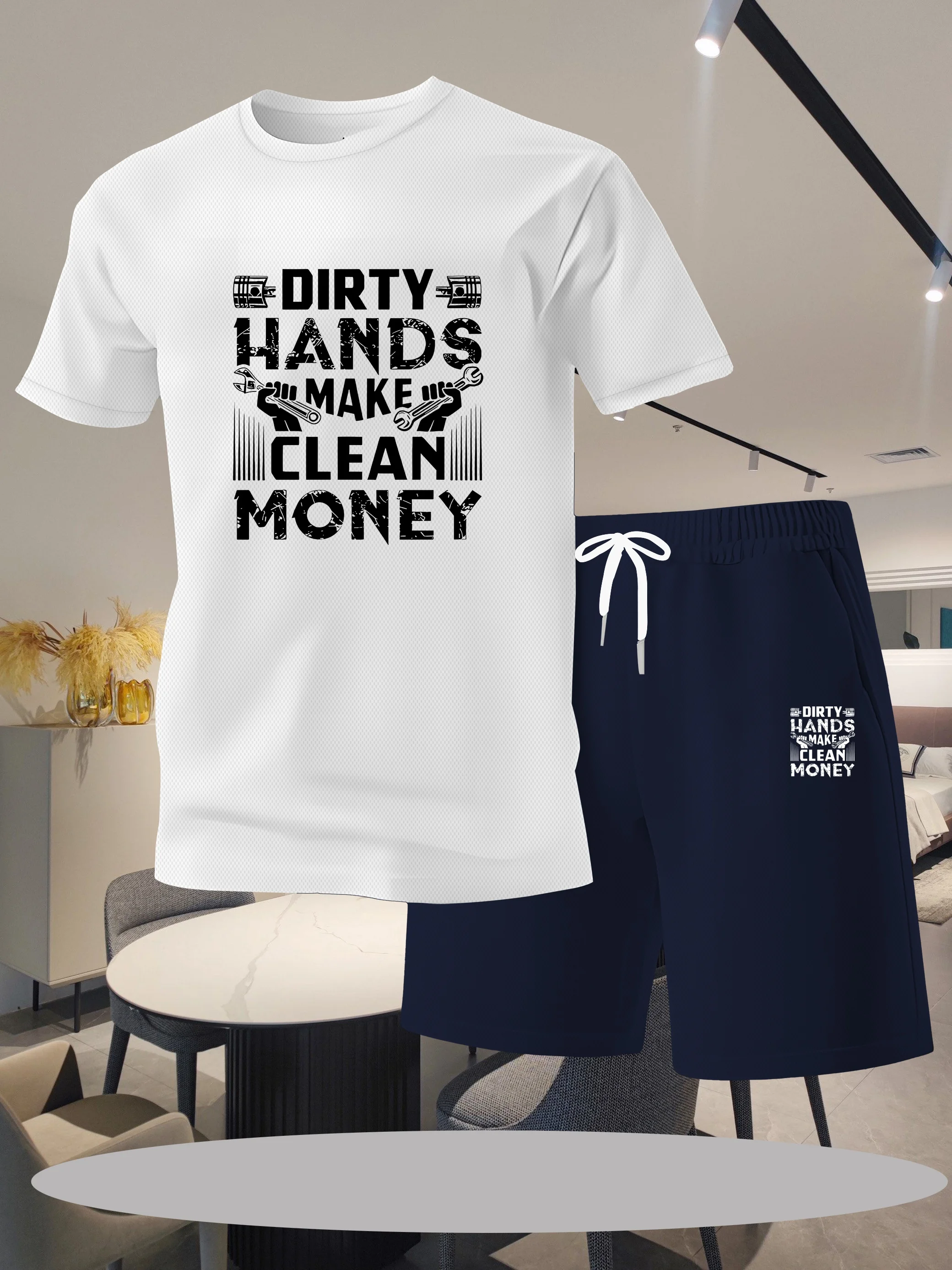 

New men's suit casual round neck short sleeved summer pattern printed casual daily outdoor street