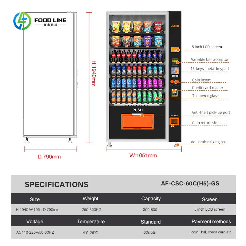 China Vending Machine Manufacturer Convenient Store Vending Machines for Food and Drinks Snacks