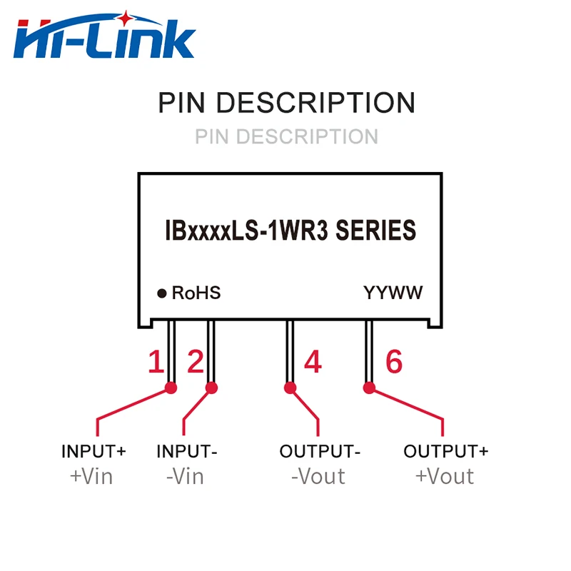 Hi-Link Mini 10pcs/lot IB0512LS-1WR3 1W 12V 84mA Output DC DC Converter High-efficiency Isolated Power Supply Intelligent Module