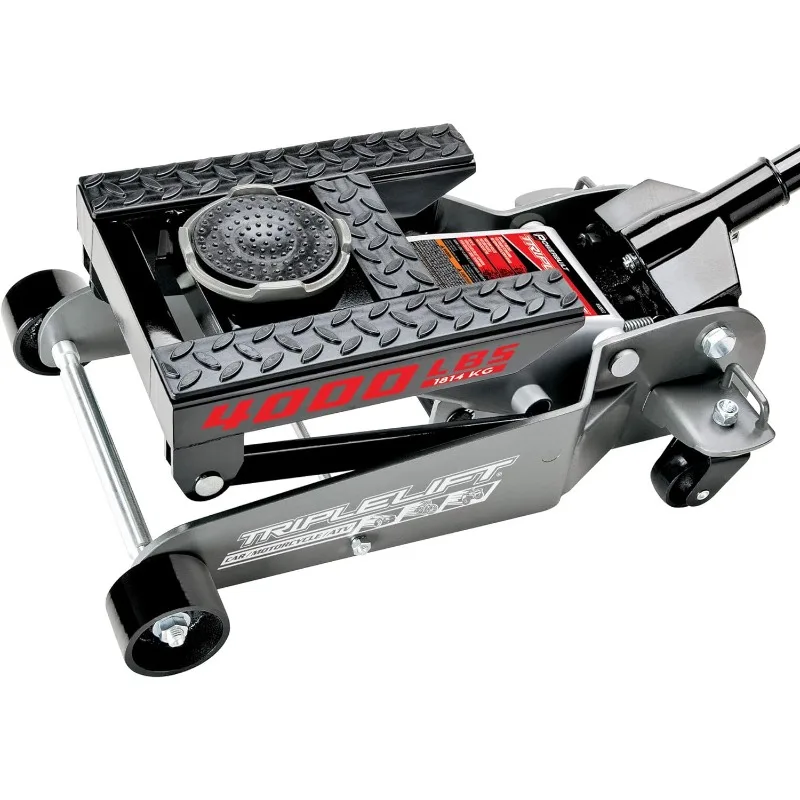 Triple Lift Floor Jack, Lifts Cars, Trucks, Motorcycles, ATV's, Transmissions, Tie-Down Loops, Locking Safety Bar - 620422E