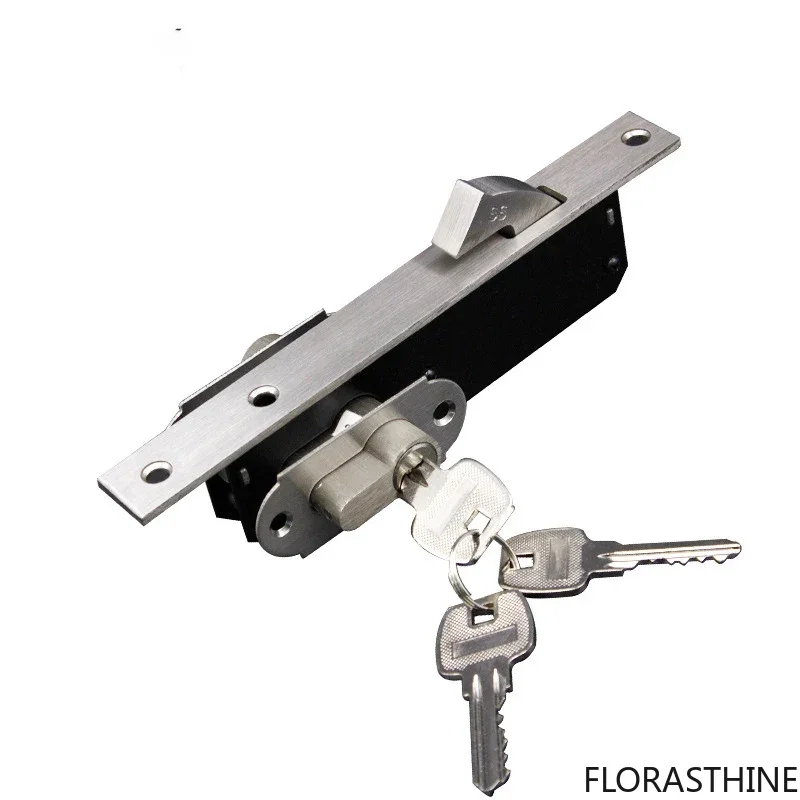 Sliding Door Lock aluminum alloy Window Locks Anti-Theft Safety Gate Wood Floor Lock with Cross Keys for Furniture Hardware