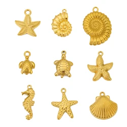 3pcs Stainless Steel Ocean Theme Shell Starfish Turtle Conch Charms for Making Earring Necklace Bracelet DIY Jewelry Accessories