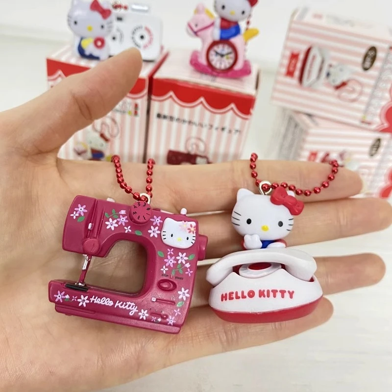 Sanrio Hello Kitty Kawaii Camera Alarm Clock Phone Sewing Machine 50th Anniversary Nostalgic Items Blind Box Toys Model Pendant view 3