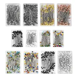32mm Fashion Sewing Needles Colored Glass/Ceramics Head Bead Pin Stitch Knitting Needles Sewing Fixed DIY Safety Pin 50/100Pcs