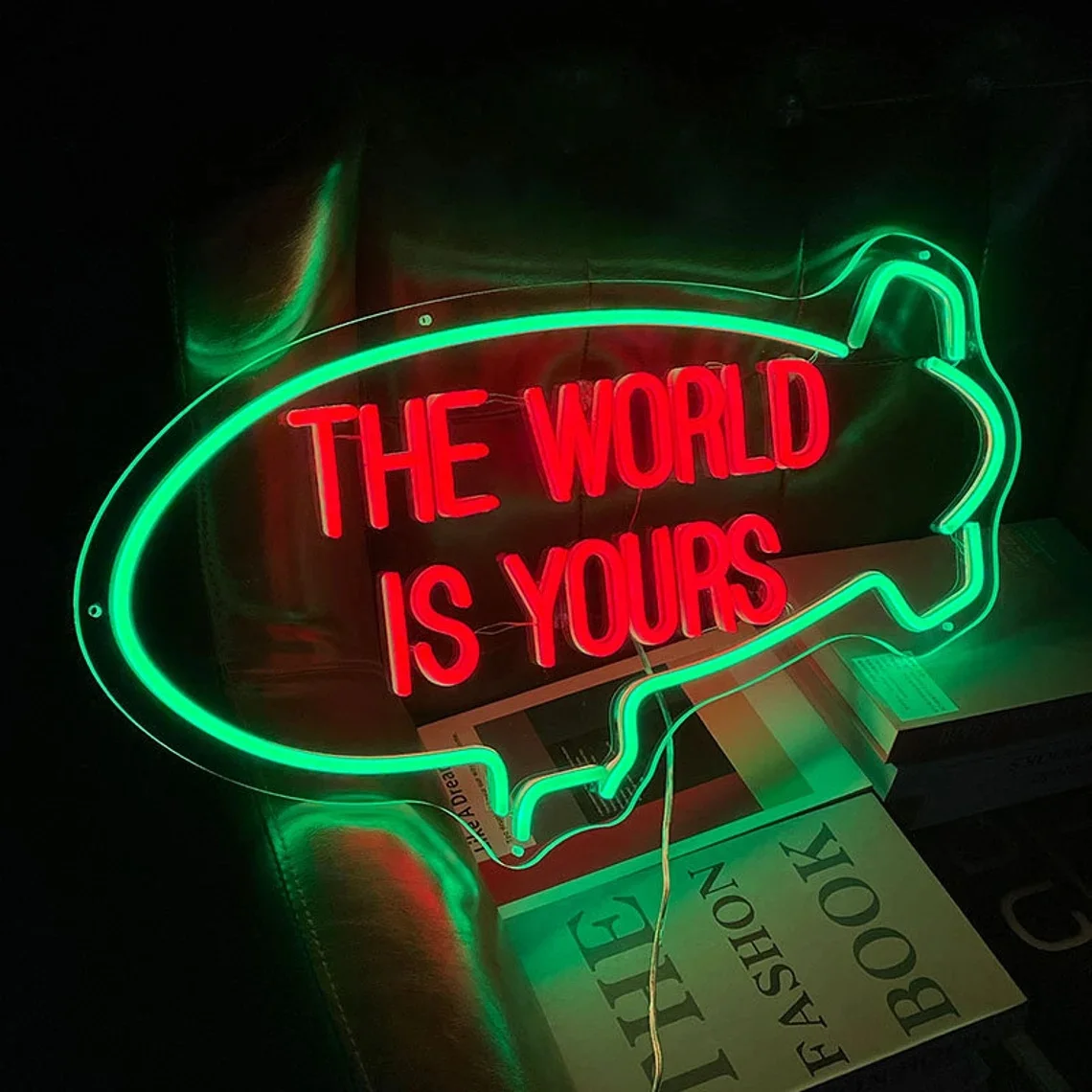 Custom Neon Sign The World Is Yours Neon Light for Home Room Bedroom Teenagers Children’s Kids Room Kids Gifts Neon Lights Wall