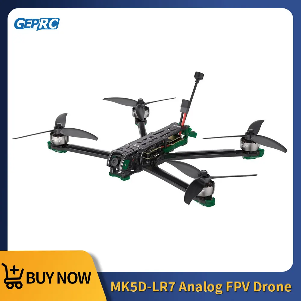 

Аналоговый FPV-дрон GEPRC 7 дюймов MK5D-LR7 с полетным контроллером F722-BT-HD V3, регулятором скорости BL32 50A 96K 4IN1 ESC, мотором SPEEDX2 2806.5 1350KV для фристайла