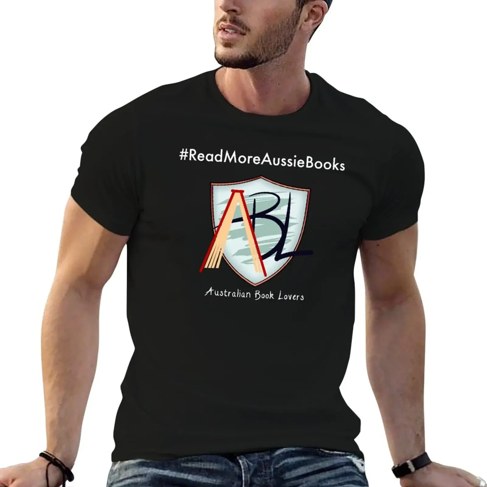 Australian Book Lovers logo love, white text T-Shirt customs design your own summer clothes t shirt for men