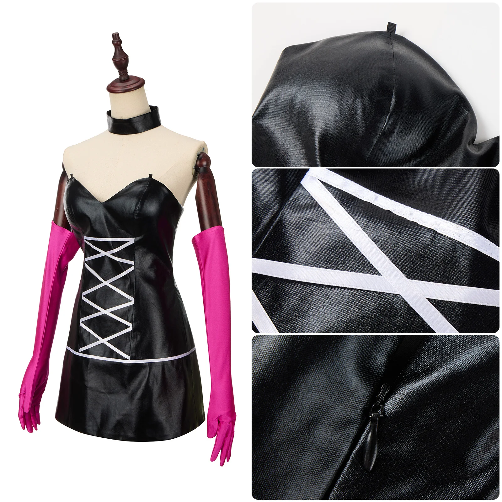 Hazbin Angel Dust Cosplay Kostuum Uniform Jurk Sokken Volledige Set Voor Vrouw Meisje Halloween Carnaval Party Rollenspel Outfit