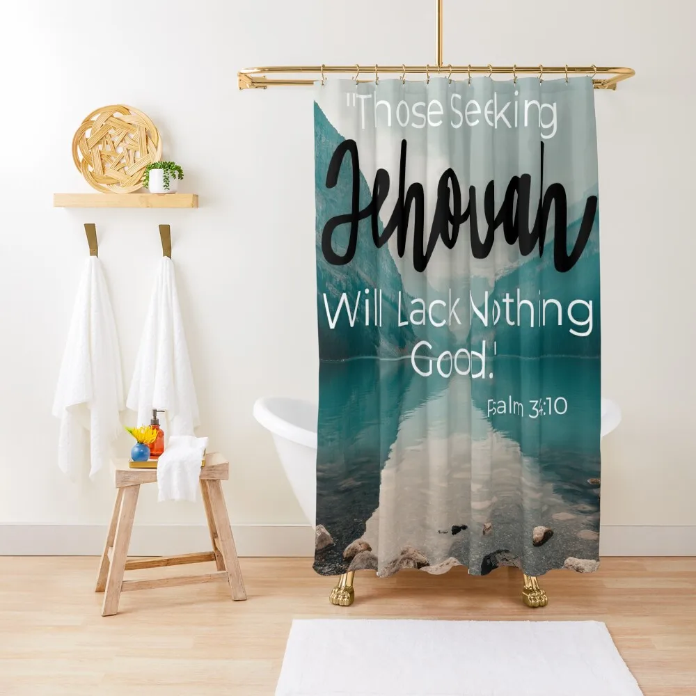 Those Seeking Jehovah Will Lack Nothing Good Psalm 34:10 2022 Year Text Shower Curtain For Bathroom Shower Cover Curtain