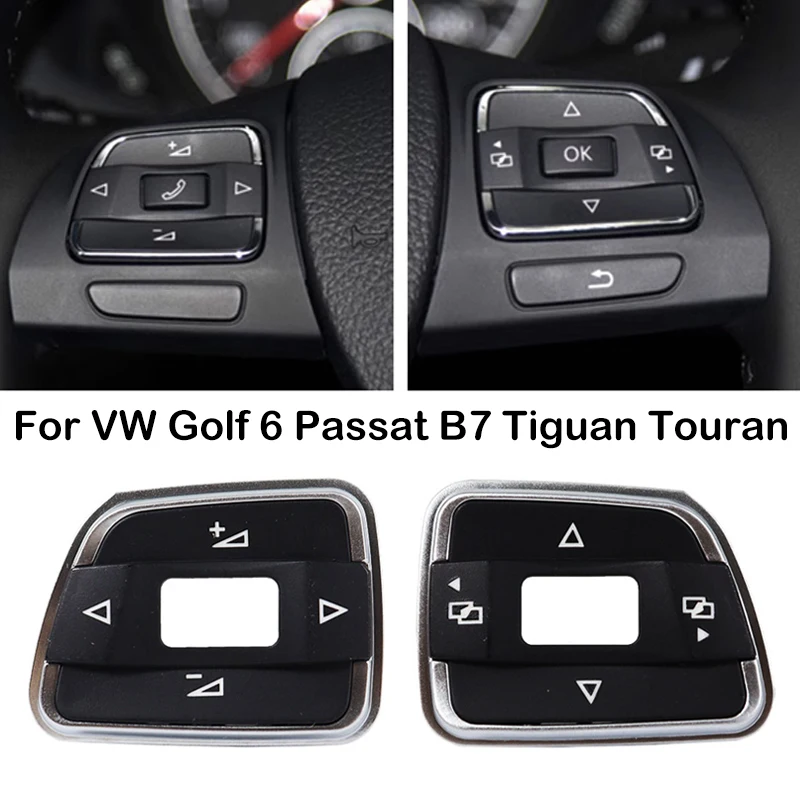 

For VW Golf 6 Passat B7 Magotan Tiguan Touran Multivan EOS Multifunctional Steering Wheel Switch Audio Control Button Cover Trim