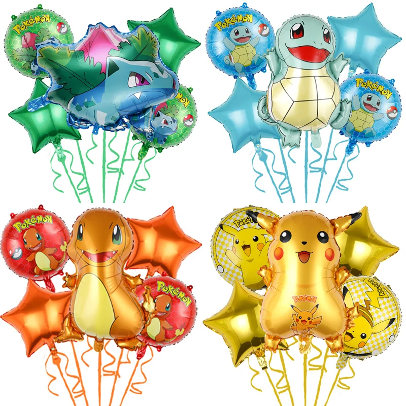 Pokemon Set Series Balloon Set Pikachu Charmander Children's Birthday Toy Decoration Aluminum Film Balloon Party Supplies