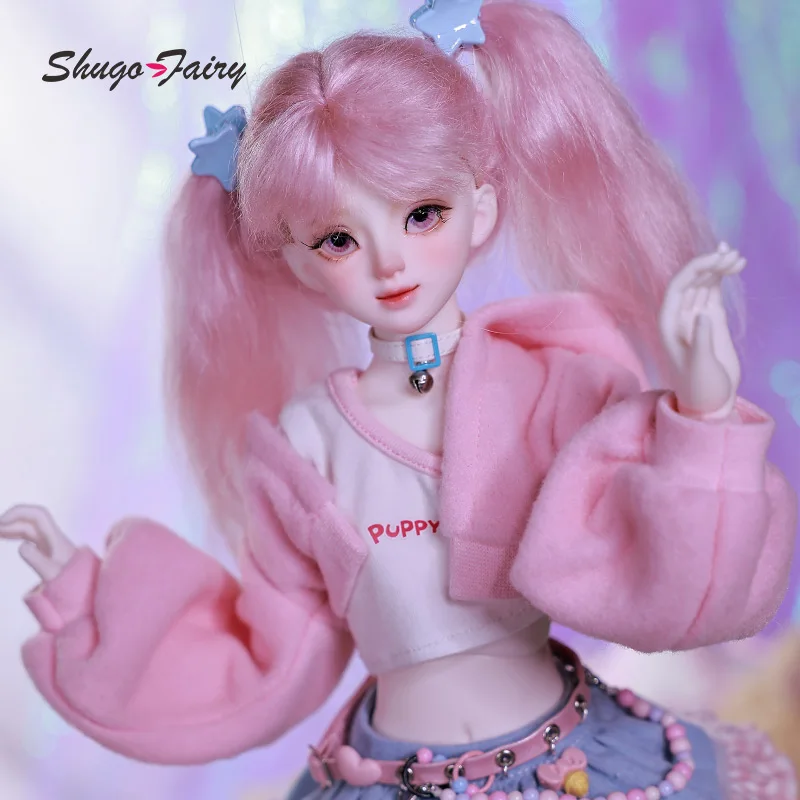 Shugafairy Rapunzel BJD Doll 1/4  Fullset Warm Winter Bright Pink Sweater Denim Short Skirt Sweet Toy for Girls Dolls