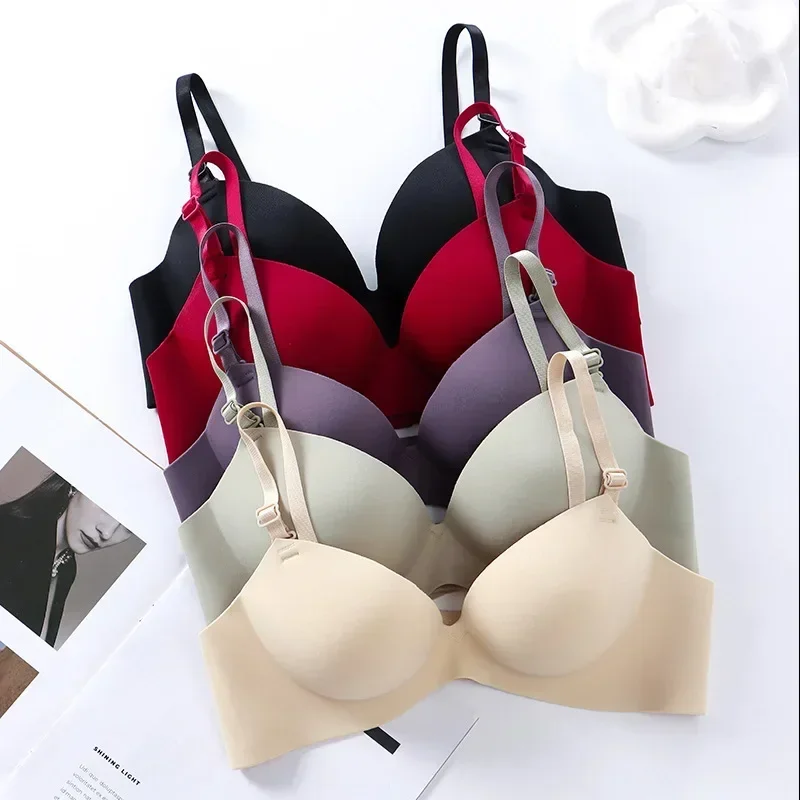 Women Wireless 3/4 Cup Seamless Bra Breathable Sexy Push Up Bralette Daily Lingerie for Girls Students