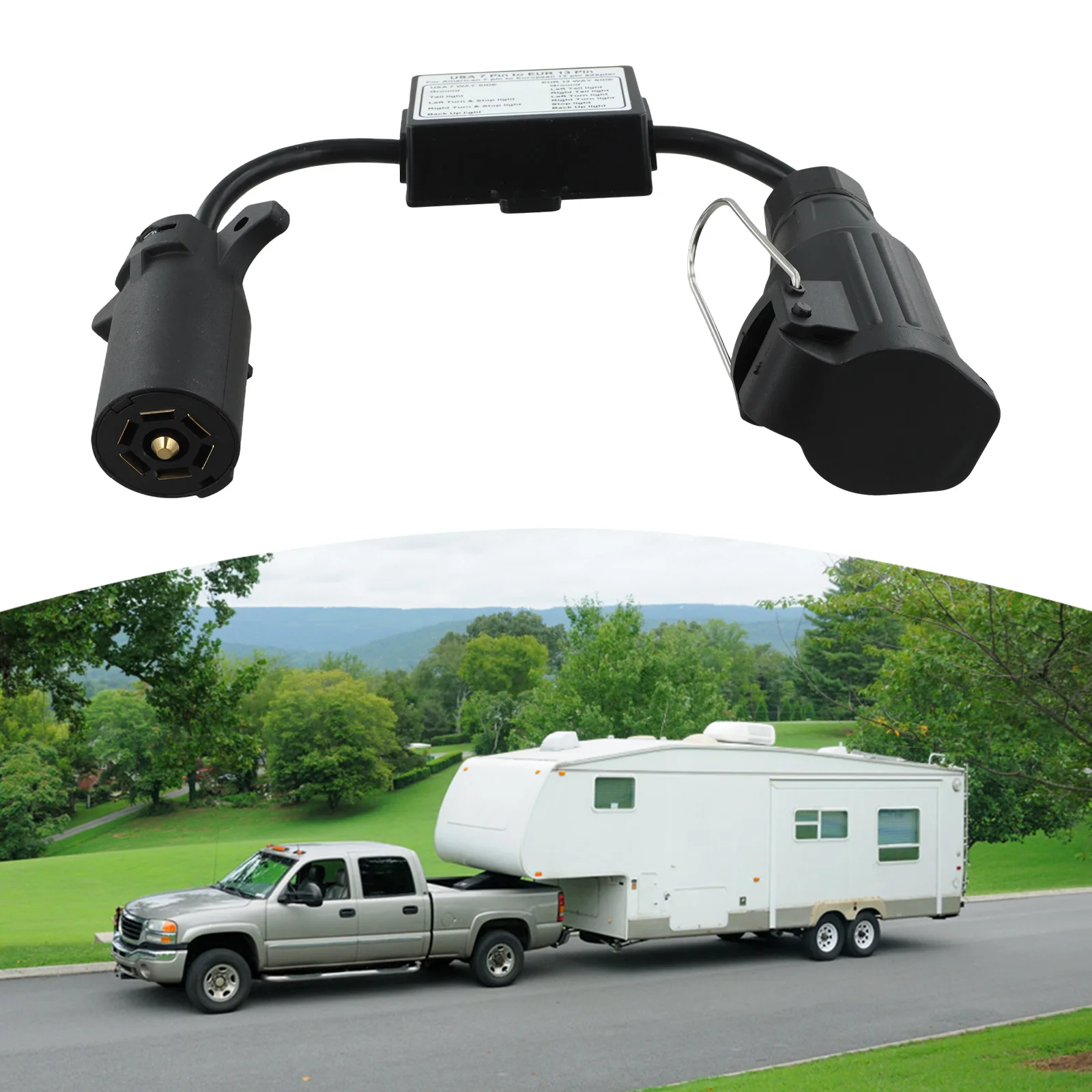 

Part Light Converter Trailer Light Converter Practical Connector Replacement Round US To European Vehicle 7-Way