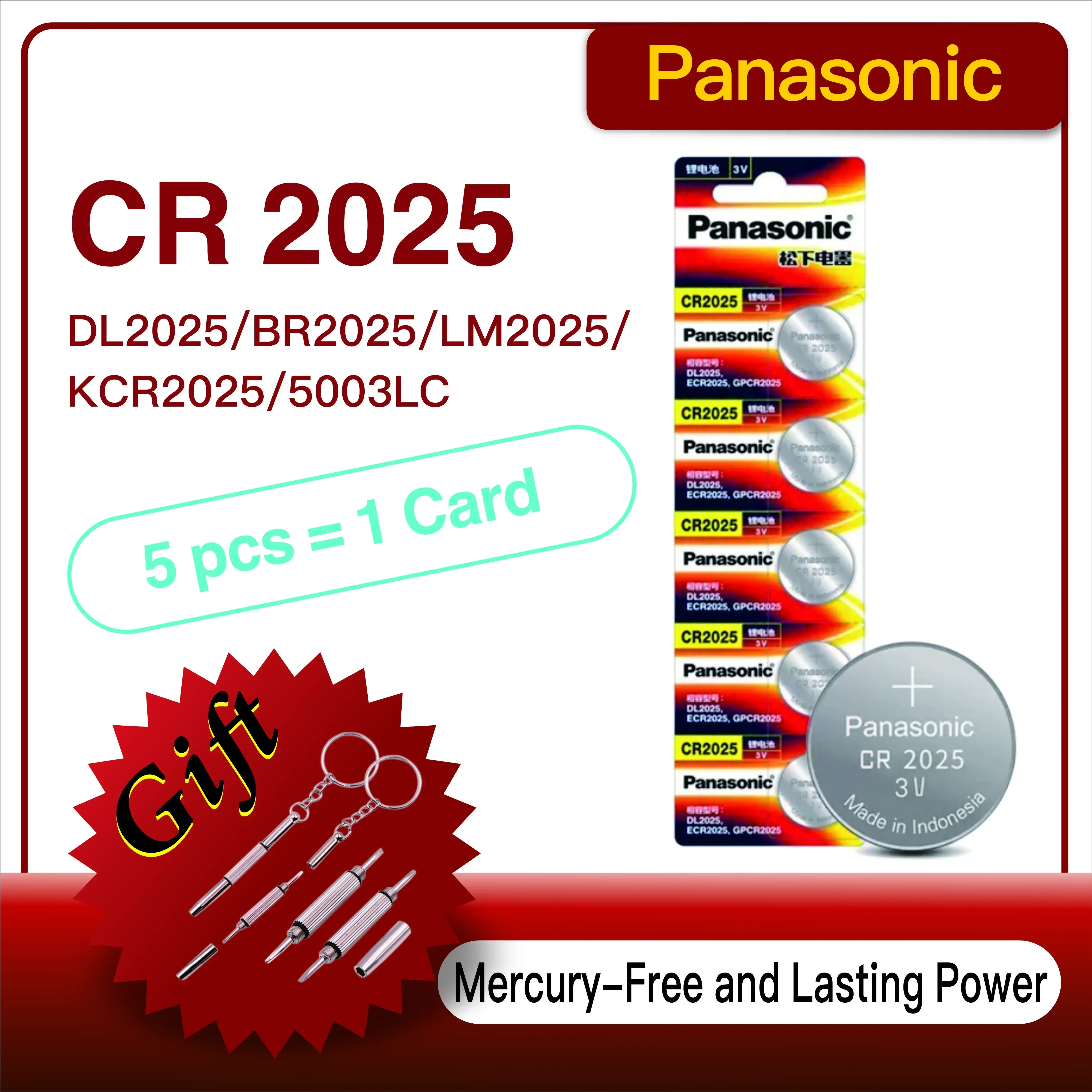 

5-60PCS Original Panasonic CR2025 3V ECR2025 Lithium Battery For Car Remote Control Watch Motherboard Scale Button Coin Cells