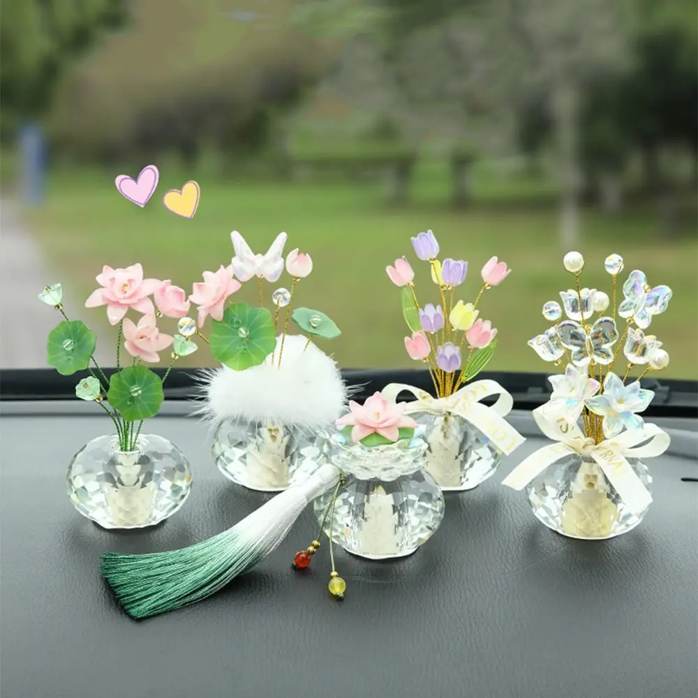 

Crystal Flower Figurine Table Decoration Car Interior Display Ornaments Collectibles Birthday Wedding Gift Home Crystal Decor