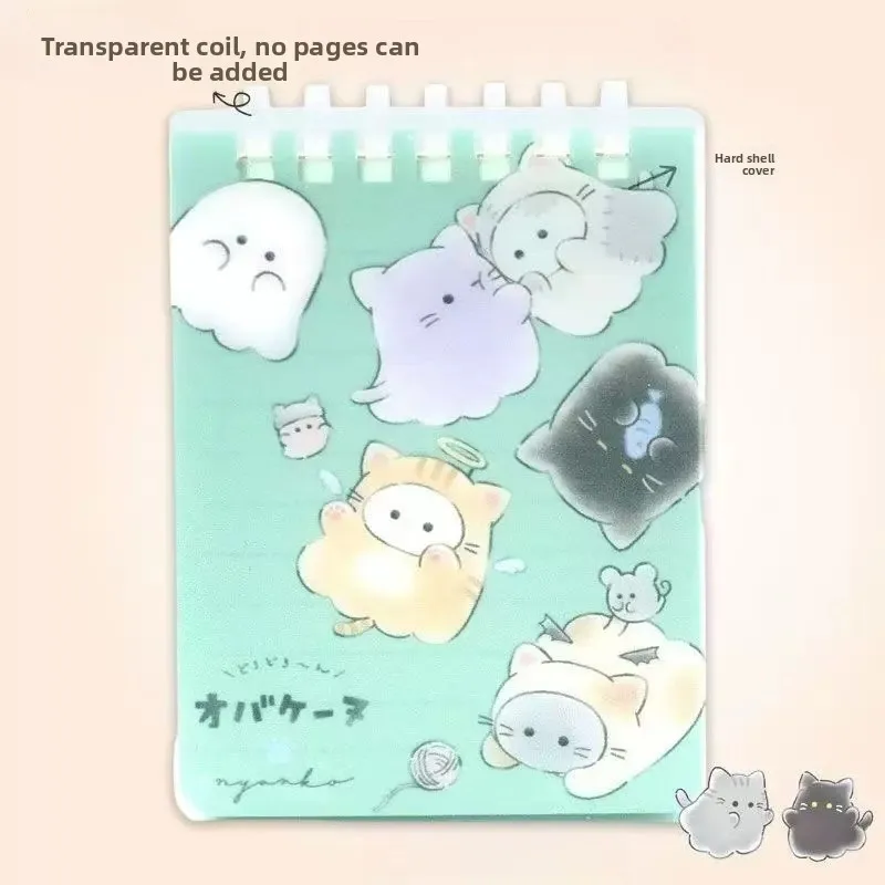 Cartoon Mini Notebook Spiral Binding Loose-leaf Cute Cats Notebooks with Lines Pages for School Office Stationery Supplies view 3