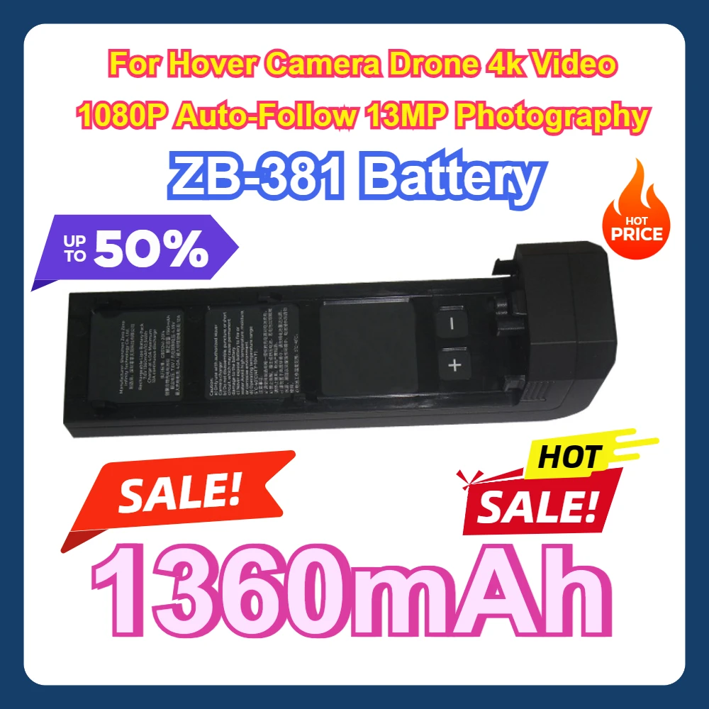 For Hover Camera Drone 4k Video 1080P Auto-Follow 13MP Photography Smart Phone ZB-381 1360mAh Battery