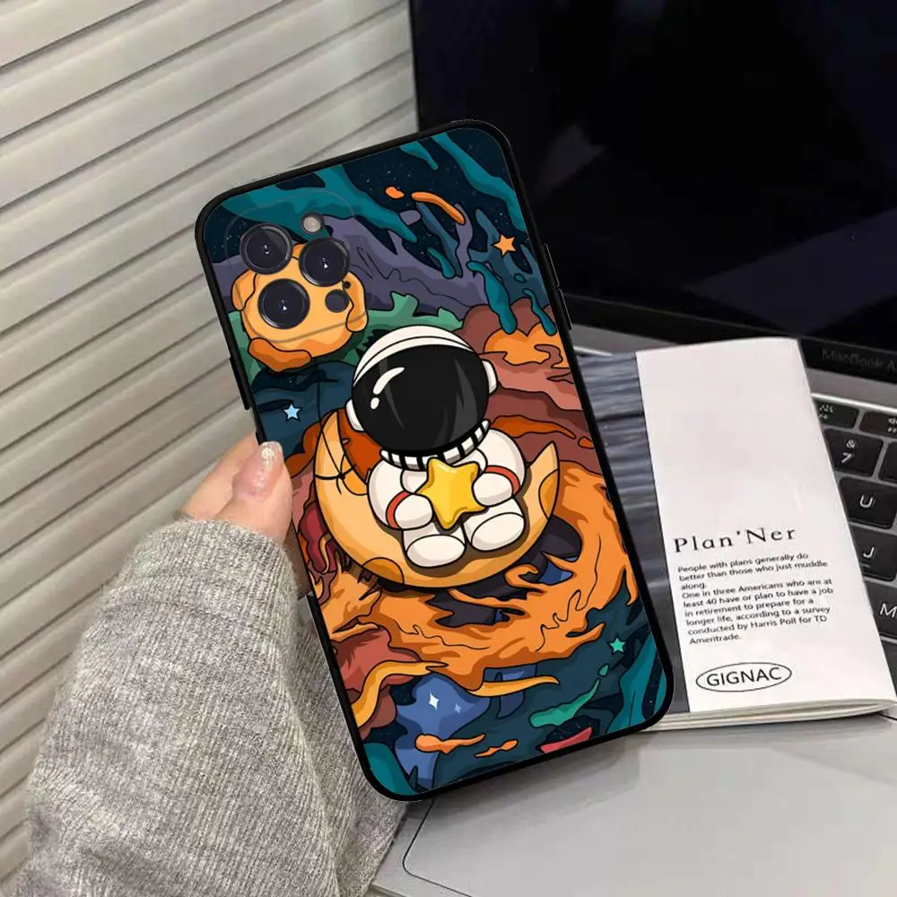 Space Astronaut Star Rocket Phone Case Silicone Soft for iphone 15 14 13 12 11 Pro Mini XS MAX 8 7 6 Plus X XS XR Cover