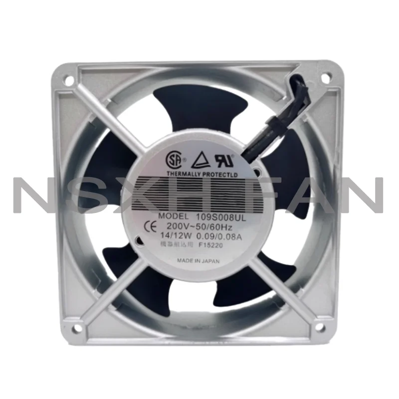 Alumínio Frame AC Equipamento Fan, 109S008UL AC, 200V, 0.09, 0.08, 12038, Novo