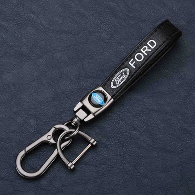 Alloy Metal+Leather Car Keychain Accessories For Ford F150 F250 Mondeo Focus MK3 Mk4 Mk5 C-MAX Fiesta Ranger Galaxy Fusion Kuga