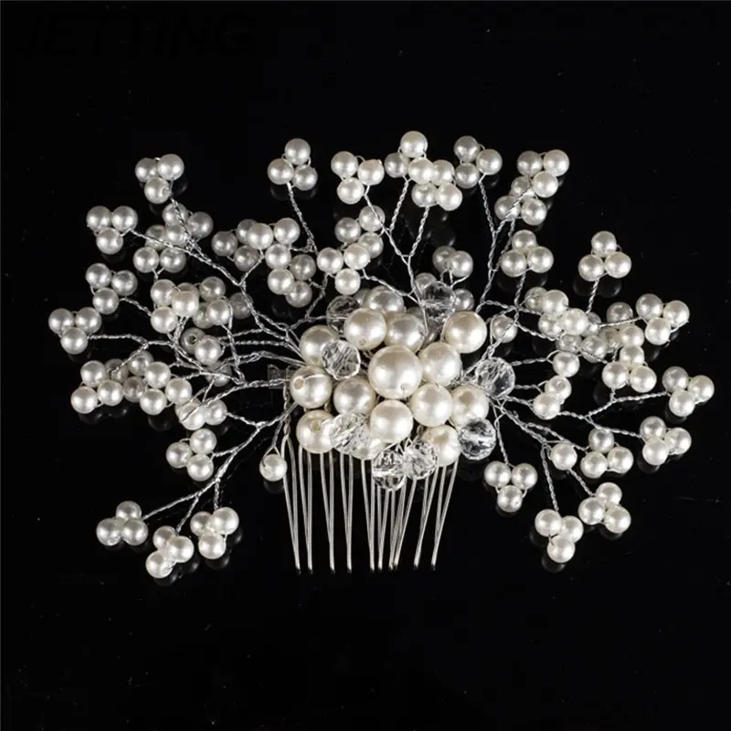 Women Elegant Hair Comb Clip Beautiful Floral Wedding Pearl Crystal Bridesmaid Bridal Hair Comb Hairpin Jewelry Hair Accessories