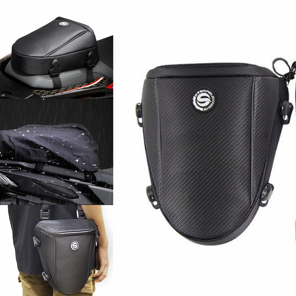 Multifunction Motorcycle Rear Seat Bag Waterproof Motorcycle Tail Bag Large Capacity Motocross Rider Shoulder Bag with Raincover