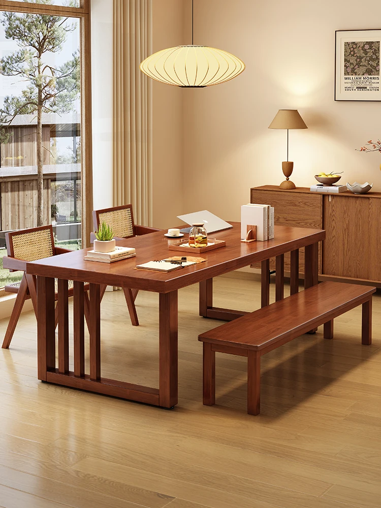 Fashion Nordic solid wood thickened large board table and dining table integrated dual-purpose