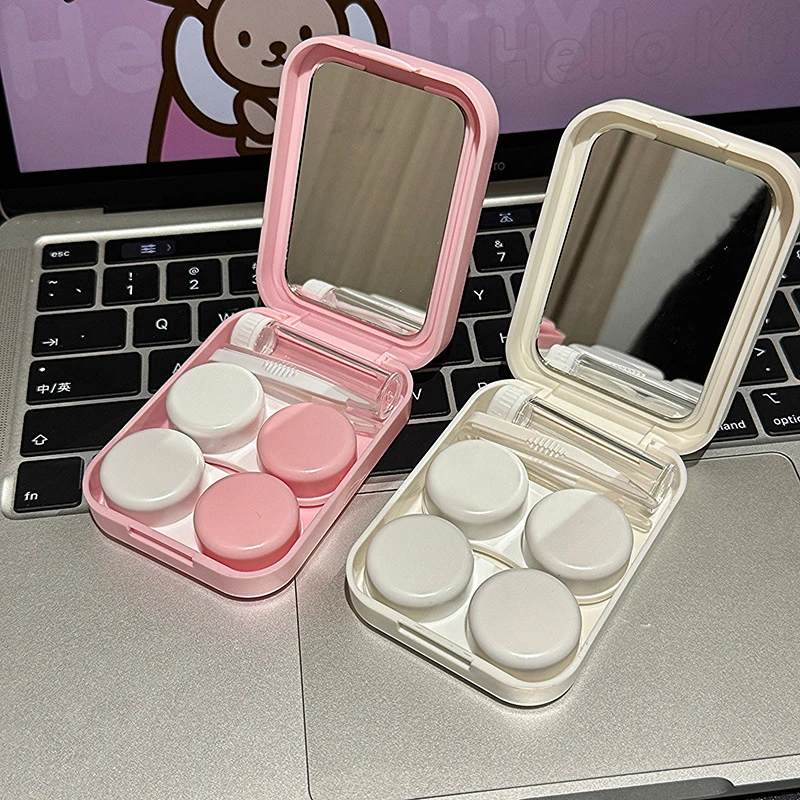 Two Pairs Contact Lens Case Cute Cartoon Dual Box for Lens Care