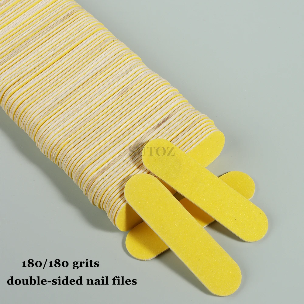 50/100pcs Mini Nail Files Bulk Double-Sided Wood Sanding Buffer Block Set Emery Board Polishing Pedicure Manicure Tools LEBCX