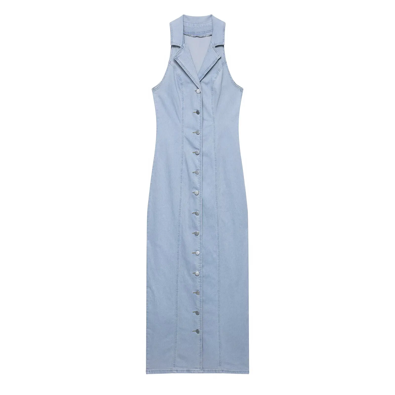 

UNIZERA Women's Dress Fashion Hanging Neck and Waist Solid Color Tea Break Button Style Summer New Dress