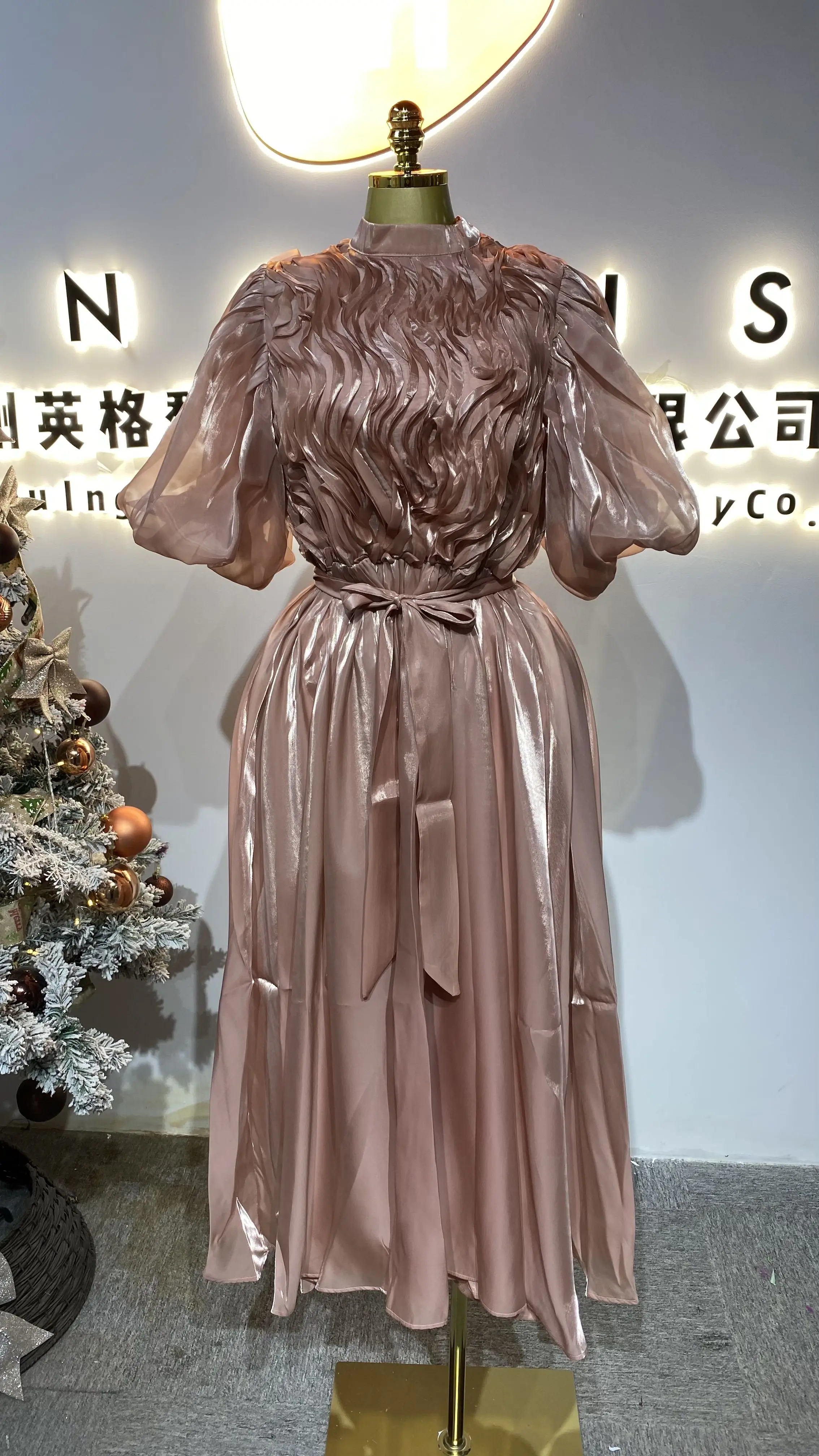 

Женское летнее платье с пышными рукавами в европейском и американском стиле, с 3D аппликацией, поясом, оборками и кружевом, для отпуска и пляжных вечеринок - GZXX653