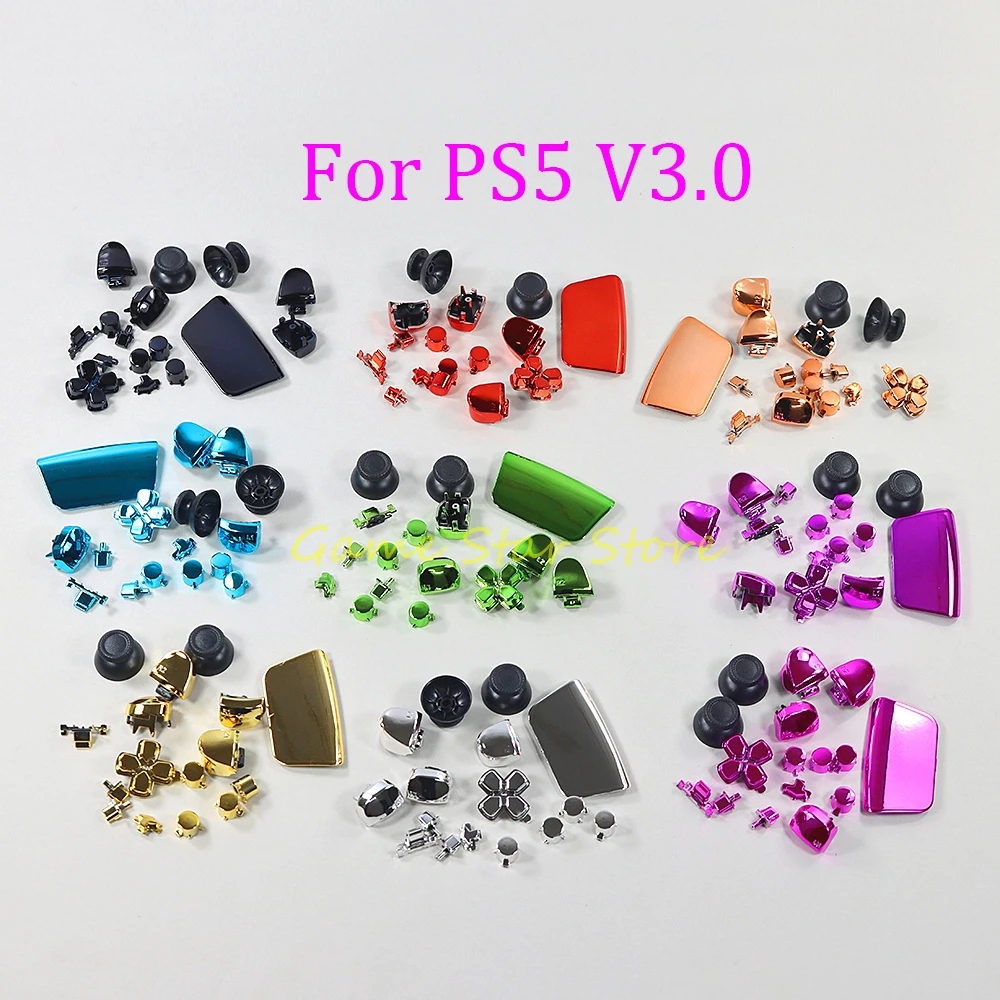 

30sets Full Set Chrome Plating Buttons Replacement For PlayStation 5 PS5 V3.0 Controller Joystick Cap L1 R1 L2 R2 D-pad Button
