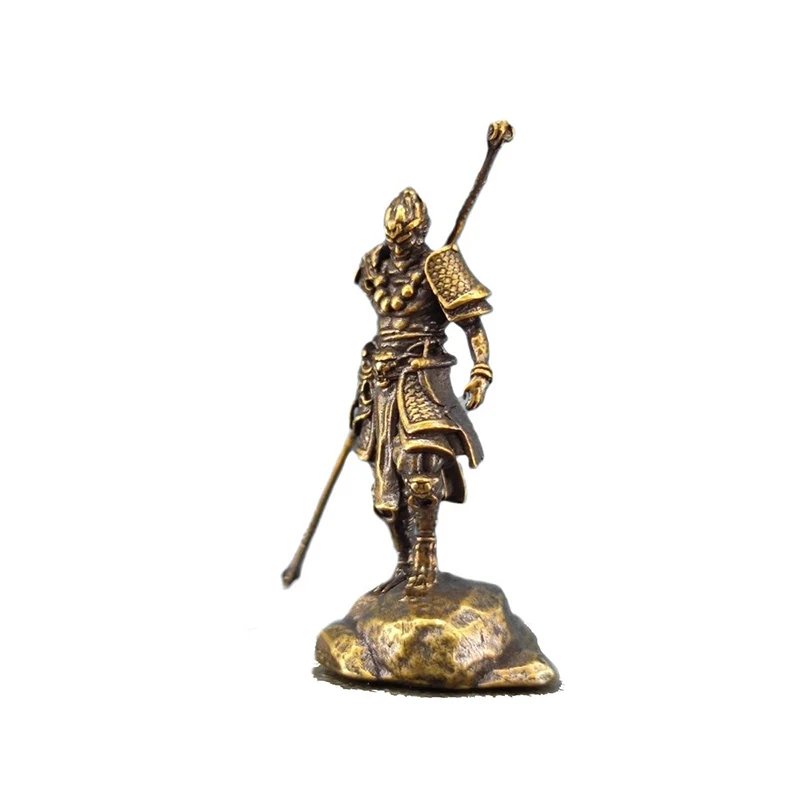Vintage Sun Wukong Monkey King Mini Statue Figurine With Golden Cudgel Exquisite Desktop Ornament Chinese Myth Art Craft Home De