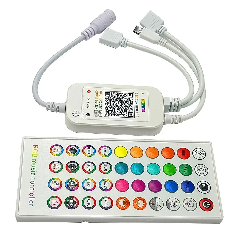 Bluetooth Music Controller DC5-24V MIC Sound Sensor Timing 40Keys IR Remote Wireless APP Control For 3528 5050 RGB LED Strip