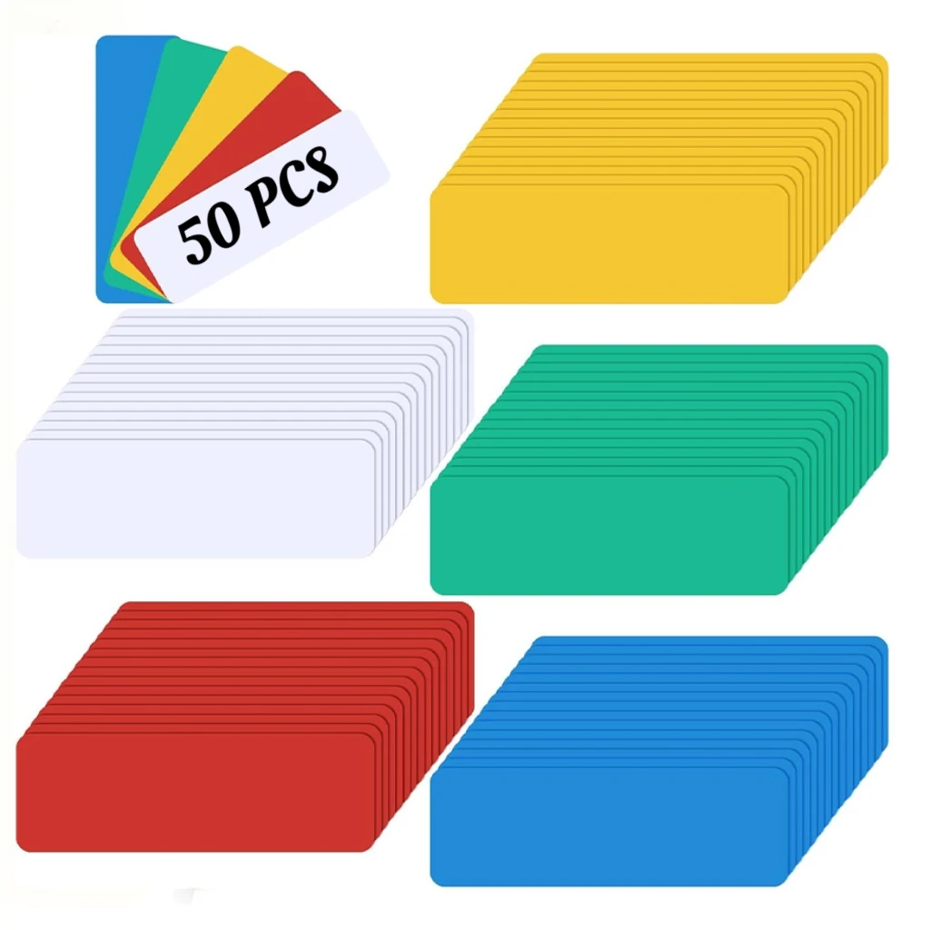 50 PCS to School Dry Wipe Magnetic Labels 1.2 X 3.2 Inch Reusable Magnetic Name Labels Stickers Suitable for Classrooms, Offices