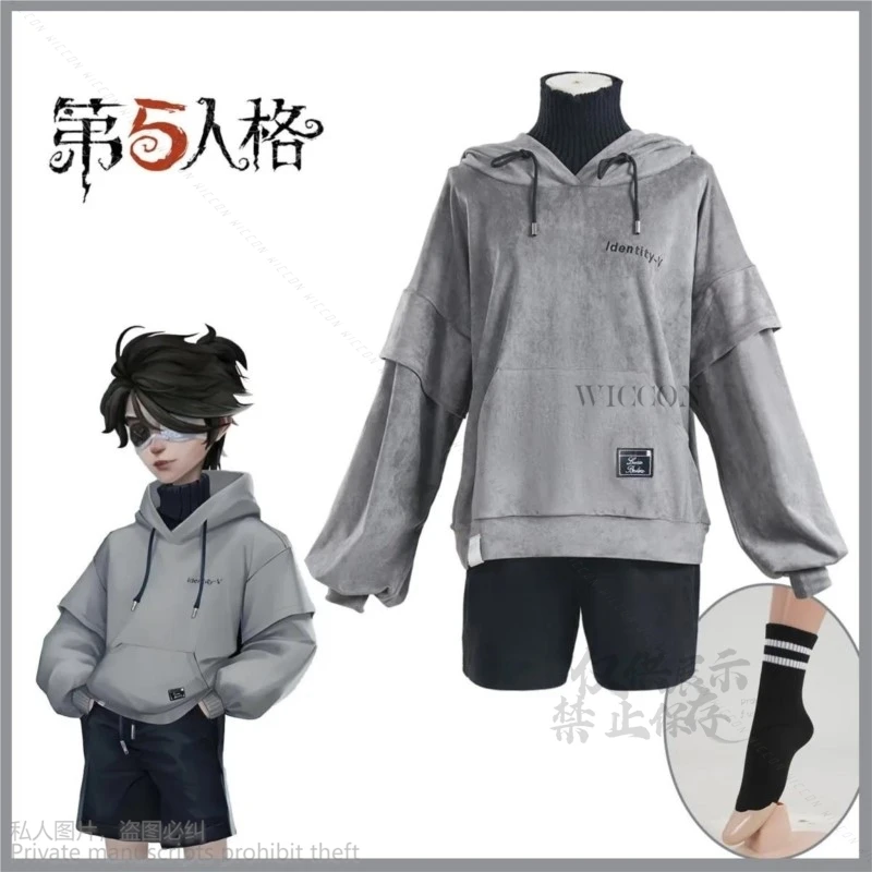 Anime Game Identity ⅤLuca Balsa Prisoner Cosplay Costume Esports Hoodie Daily Uniforms Hoodies Wig Man Halloween Party Suit