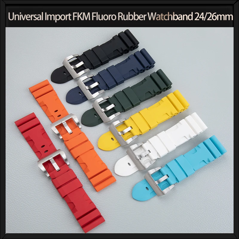 Universal Import FKM Fluoro Rubber Watchband Watch Band For Panerai Strap For SUBMERSIBLE PAM 111 441 386 24mm 26mm Bracelet