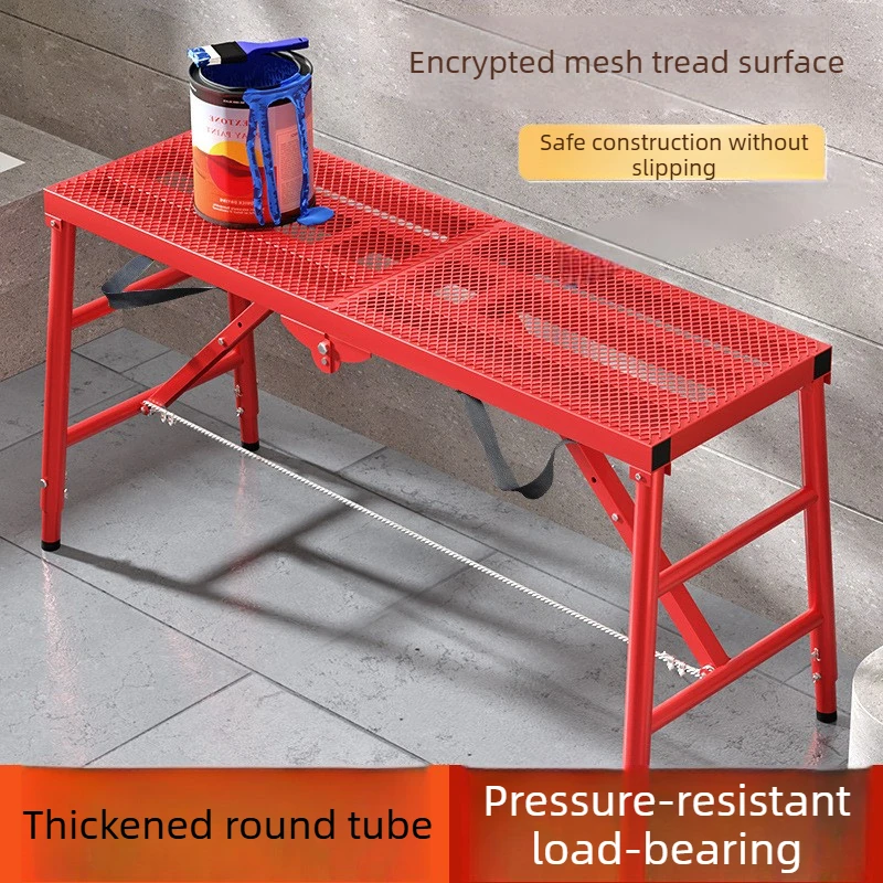 Thickened steel frame anti slip mesh pedal scaffold, folding horse stool ladder, raised engineering ladder, mobile work platform
