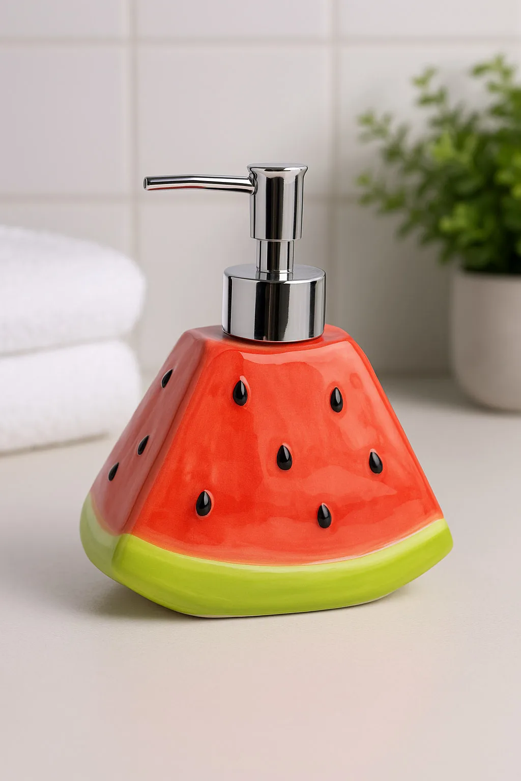 

Симпатичный арбузный керамический дозатор мыла 450 мл - новинка, бутылка фруктового лосьона для декора ванной комнаты и кухни