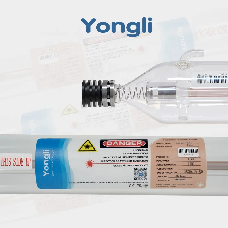 

Manufacturer Official Warehouse Top Manufacturer Yongli 100W A4s CO2 Laser Tube 100W Length1462mm Diameter 80mm