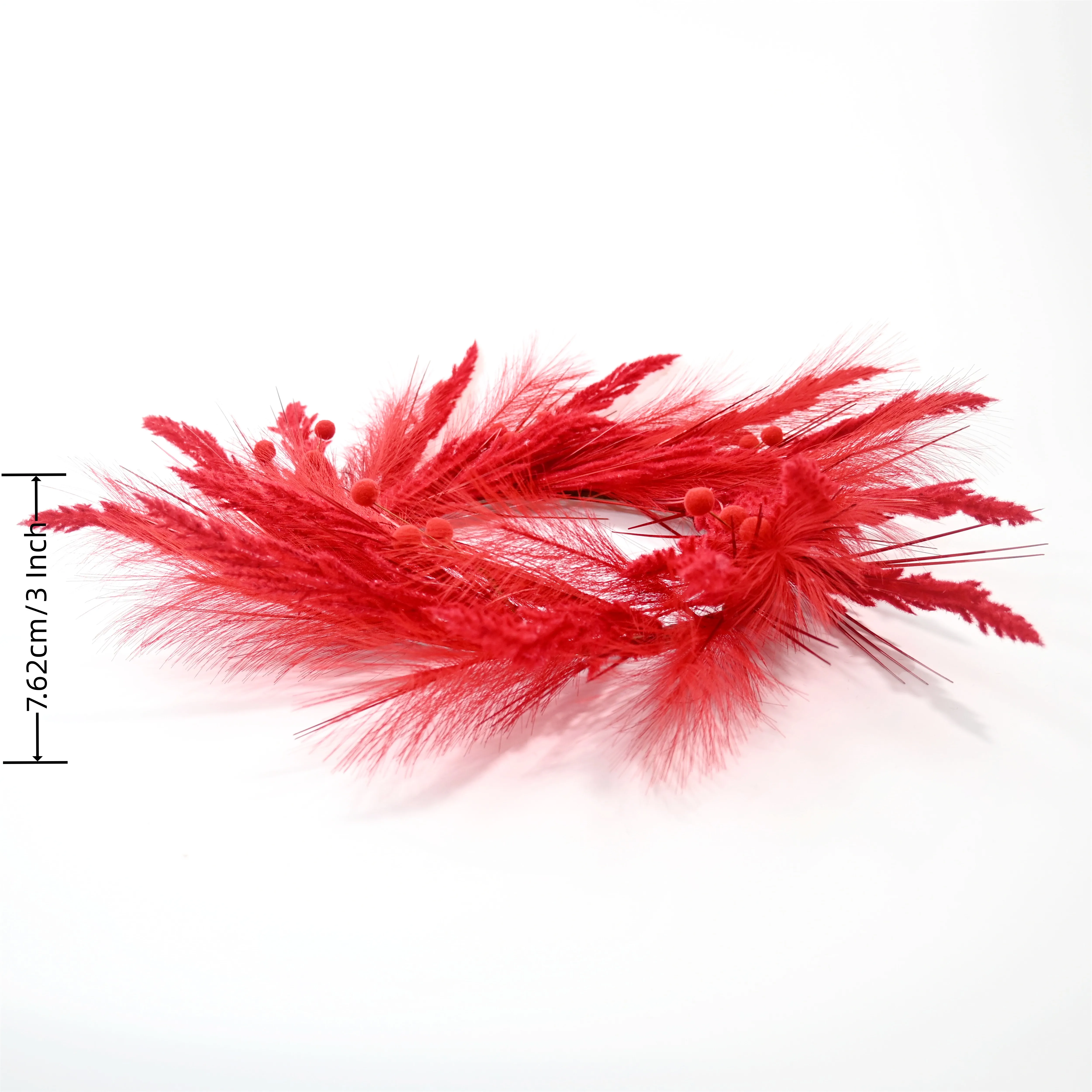 Pampas Reed Fofo Penas Grinalda, Plantas Plásticas, Pom Pom Berries, 22"