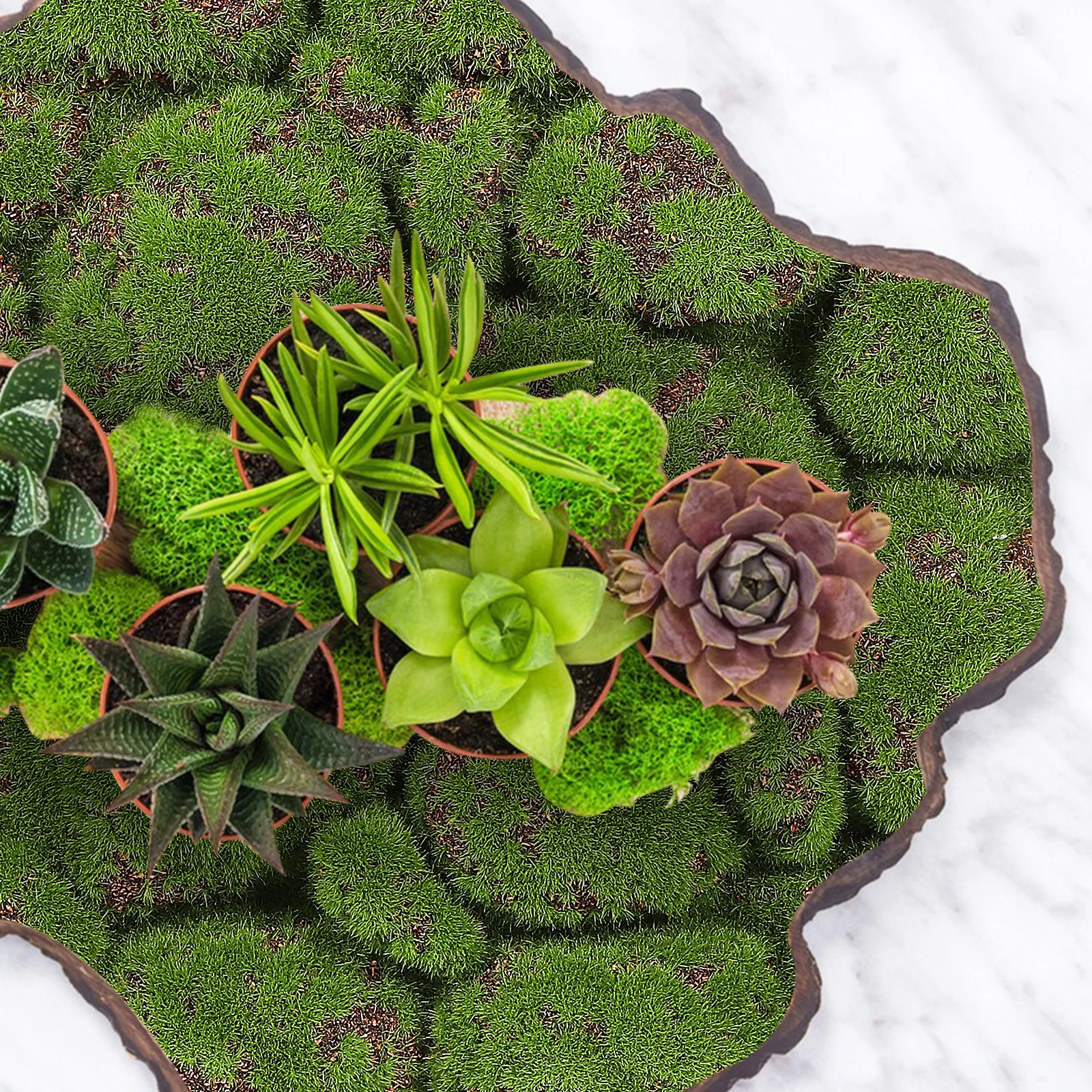 

2 pcs Artificial Wall Panels Fake Moss Decor Landscape Plant Wall Greenery Moss Mats For Home Office Decoration