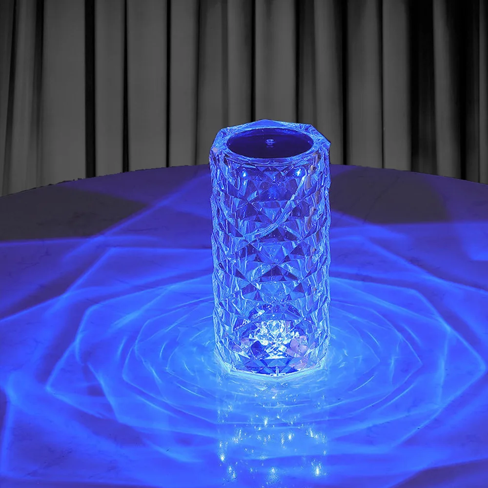 RGB Touch Control Crystal Desk Lamp USB Rechargeable Indoor LED Acrylic Table Lamp Romantic Decorative Night Light